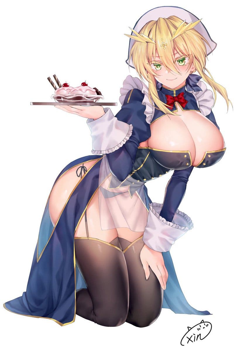 FGOイラスト　メイド獅子王「目のやり場に困る……？ 何故です」
